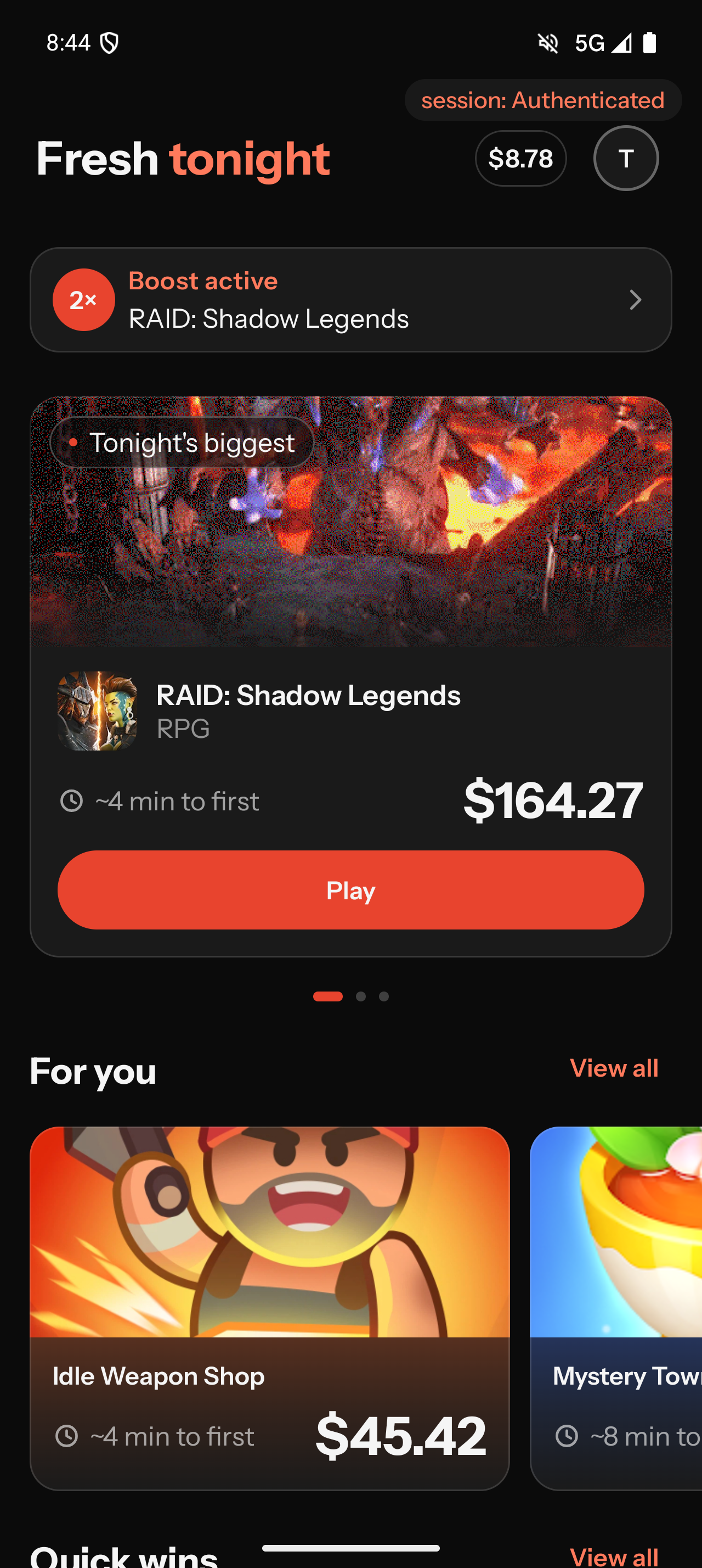 All offers screen