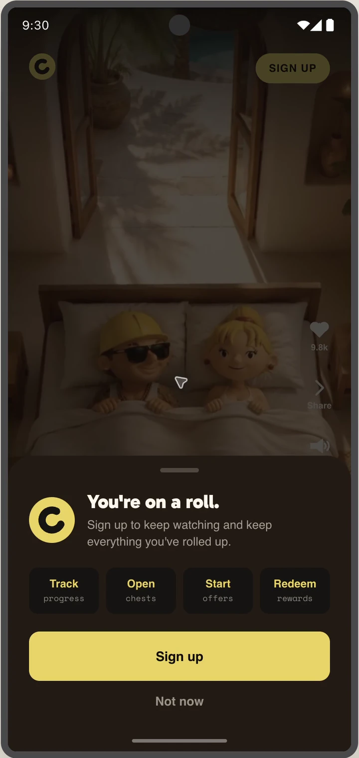 Sign-up sheet covering the Watch feed after the guest limit