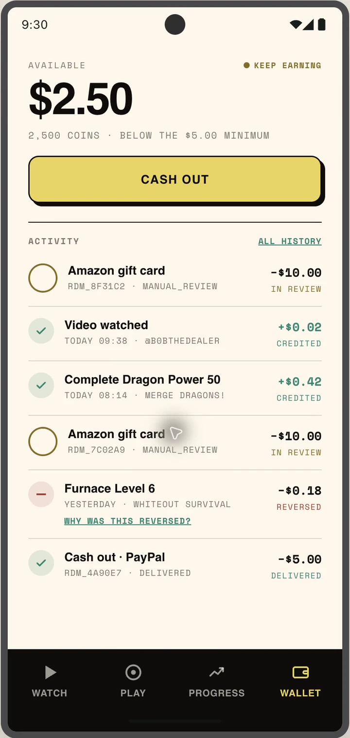 Updated Wallet showing the Amazon gift card in review and the remaining balance